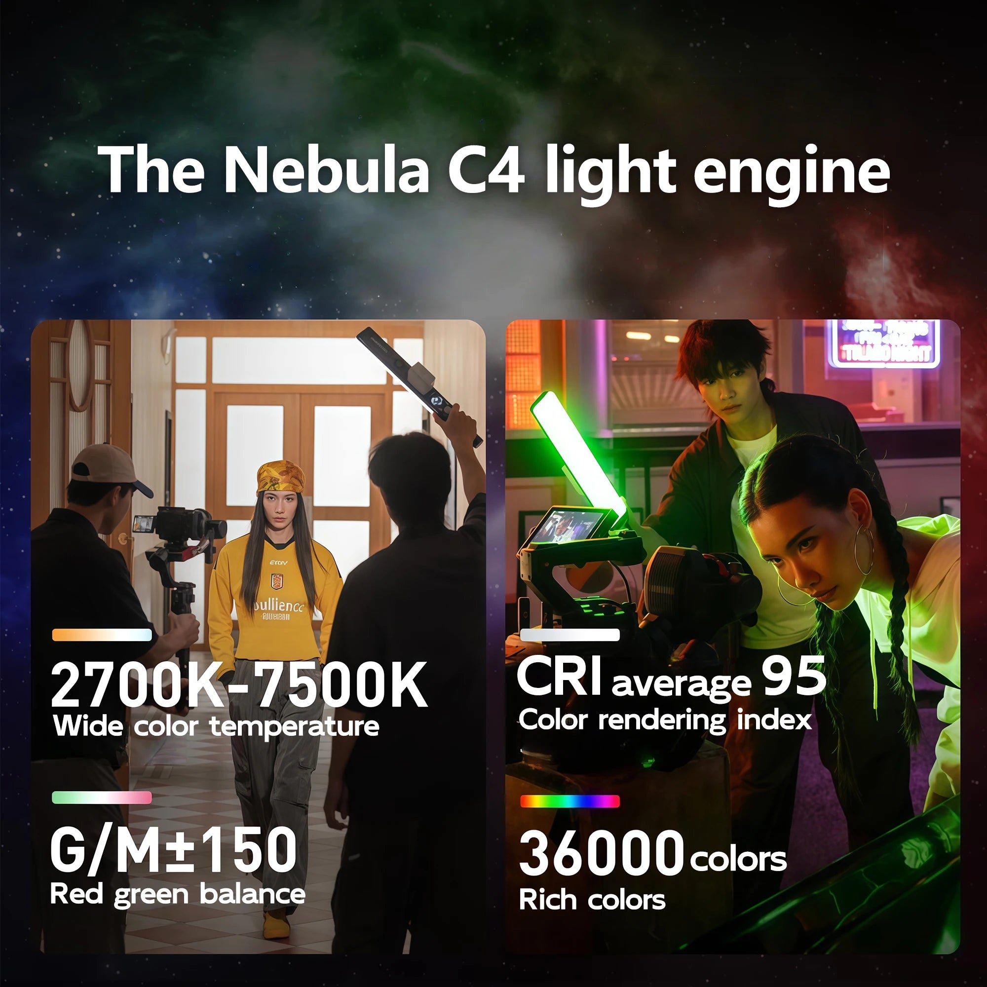 30W RGB LED Video Light Stick – 2700K-7500K with App Control for Photography