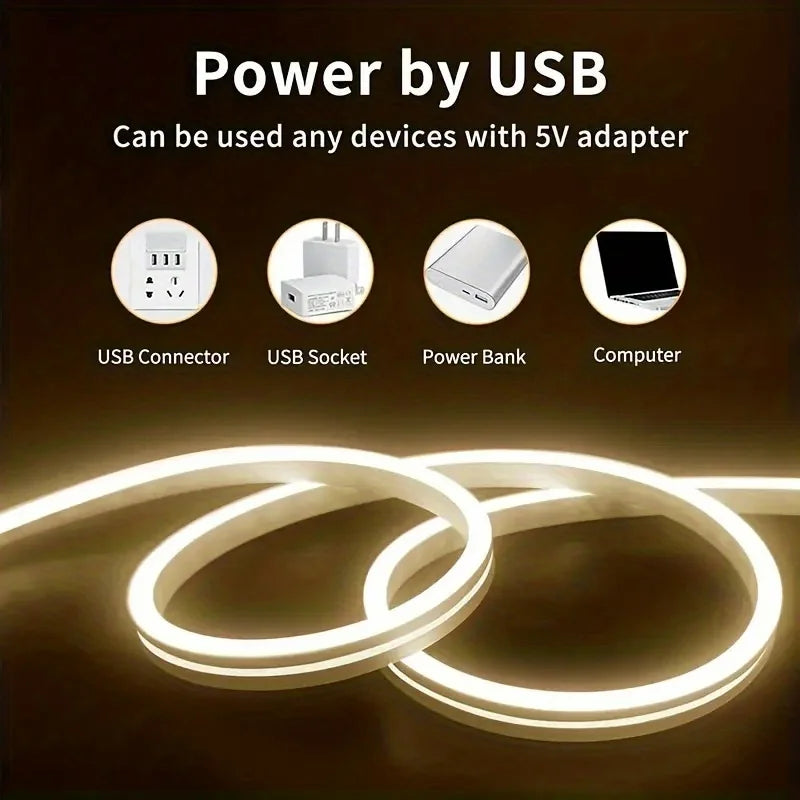 Neon LED Light Strip with Touch Sensor – Dimmable Waterproof Rope Light for Room Decor