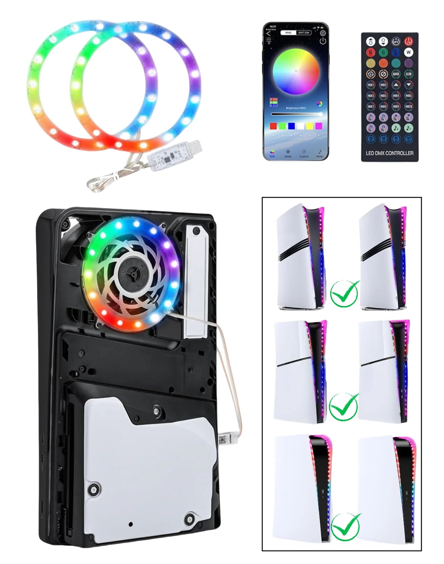RGB LED Light Strip for PS5 Slim & PS5 Pro – Gaming Atmosphere Console Light
