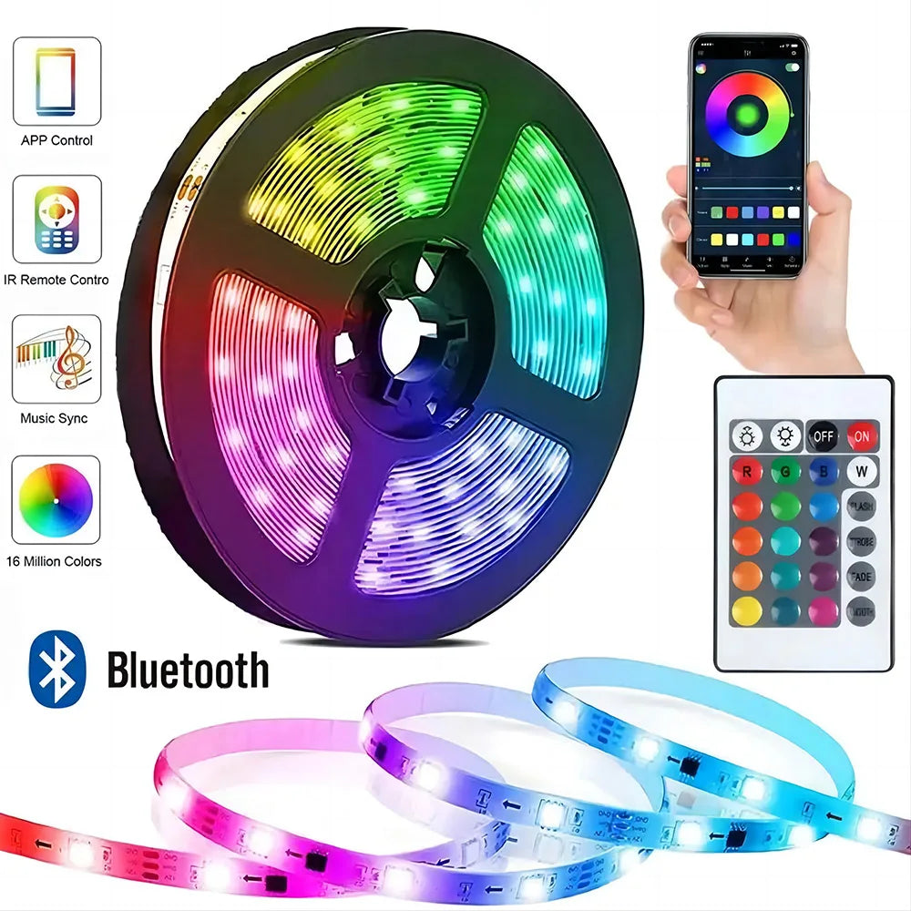 Bluetooth RGB LED Strip Light – USB 5V Self-Adhesive TV & Desktop Backlight