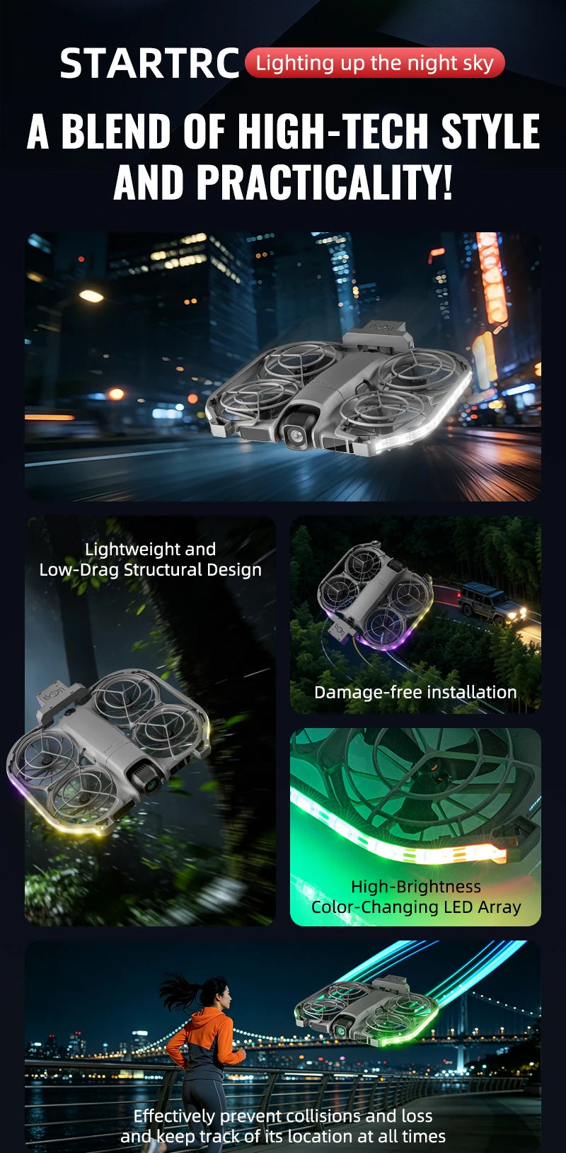 LED Strip For DJI Neo 2 Colorful Night Flight Indicator Rechargeable Luminous Lamp Belt Lightweight Flash Light Drone Accessory
