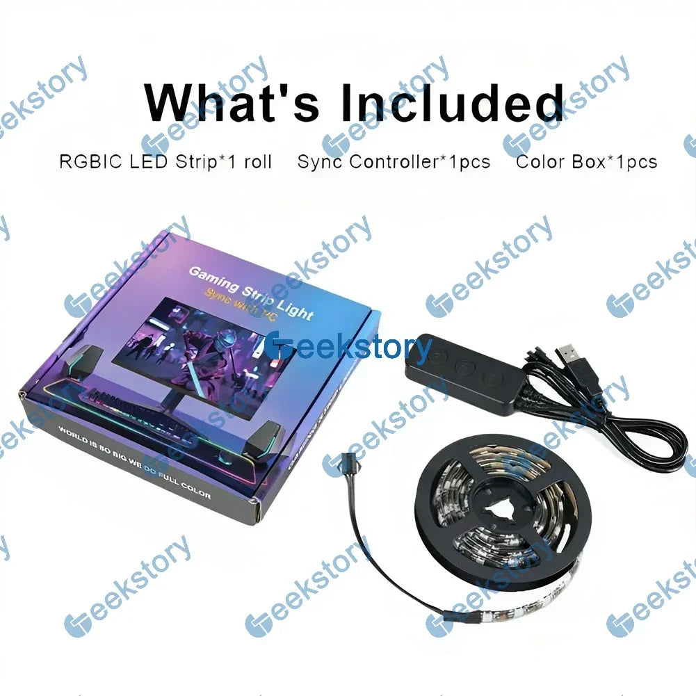 WS2812B RGB LED Strip 5V USB LED Backlight Decor Lamp Smart LED Lights Monitors with Color Matching for 27inch PC, Smart TV