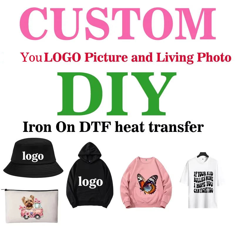 Custom DTF Heat Transfer Logo — Ready to Press Iron-on Sticker