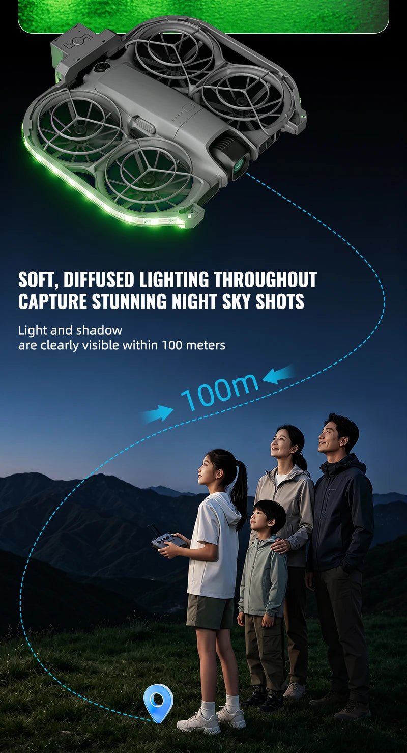 LED Strip For DJI Neo 2 Colorful Night Flight Indicator Rechargeable Luminous Lamp Belt Lightweight Flash Light Drone Accessory