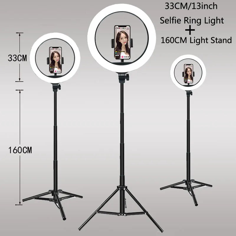 LED Ring Light with Tripod Stand – 26/33cm Dimmable Selfie & YouTube Light