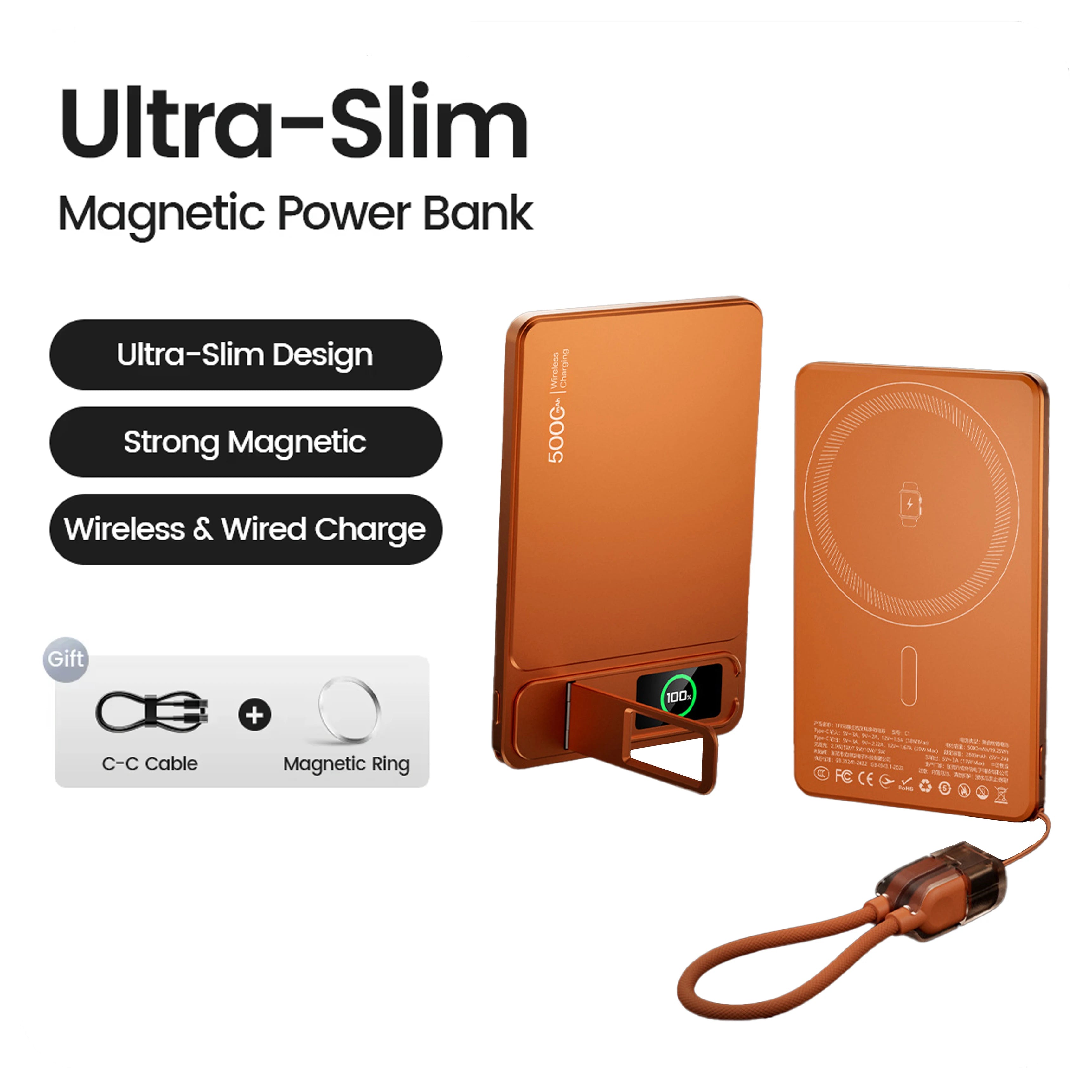 10000mAh Magnetic Wireless Power Bank — MagSafe Compatible
