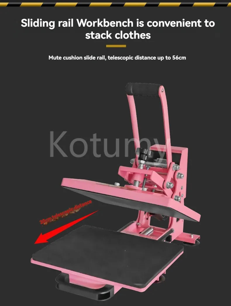 23x30" Industrial Digital Heat Press Machine — T-Shirt Transfer Pink/White