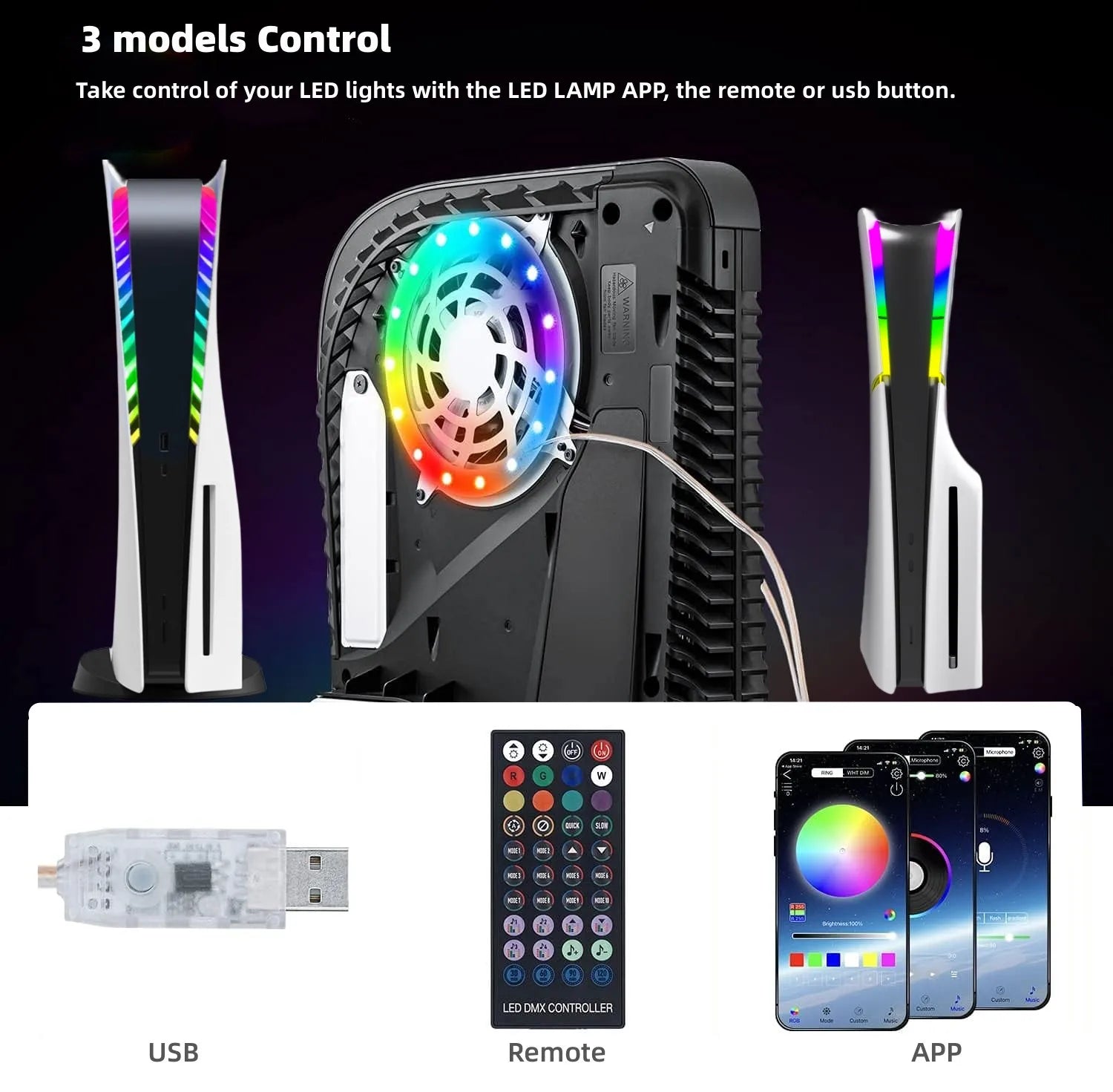 RGB LED Light Strip for PS5 Slim & PS5 Pro – Gaming Atmosphere Console Light