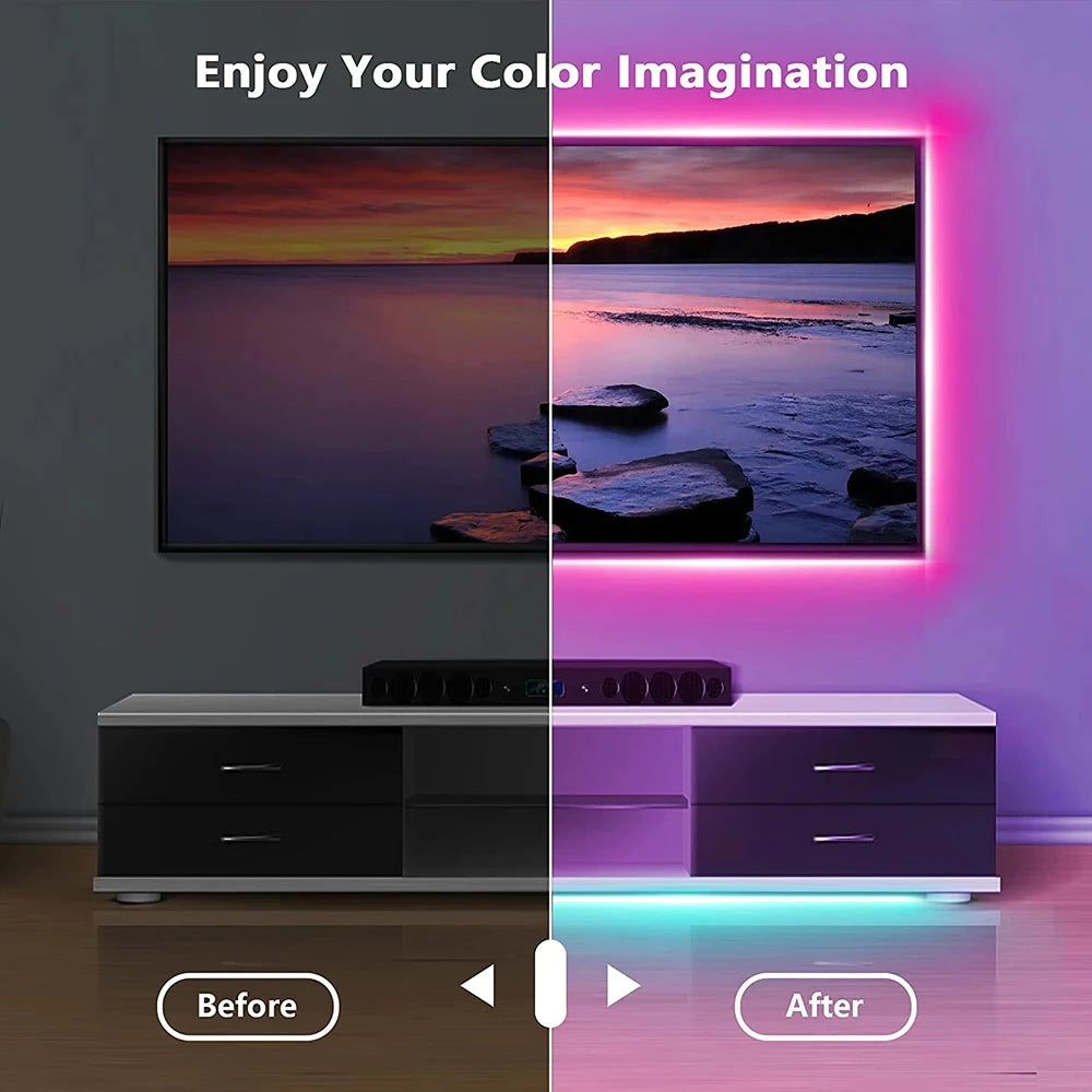 Bluetooth RGB LED Strip Light – USB 5V Self-Adhesive TV & Desktop Backlight