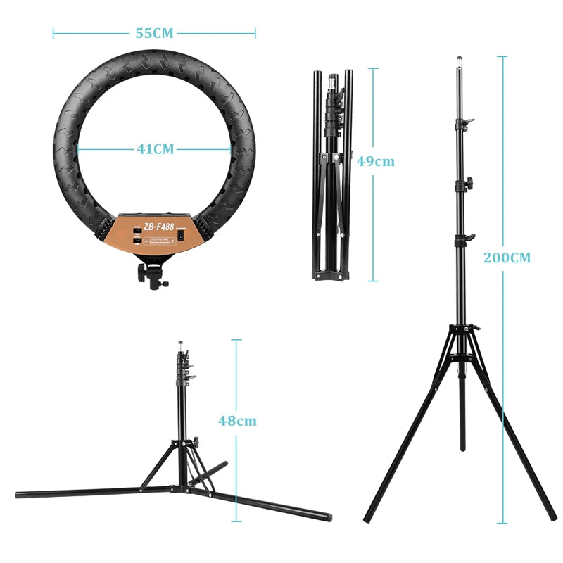 22" Professional LED Ring Light – 3200-6500K Studio Light for Makeup & Photography