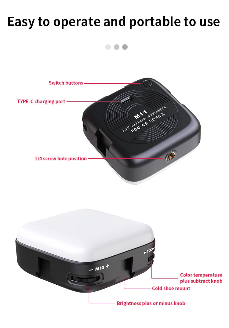 Portable Clip-On LED Video Light – 3000-9900K Fill Light for Phone & Camera