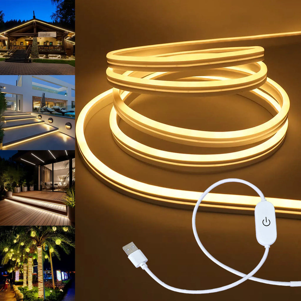 Neon LED Light Strip with Touch Sensor – Dimmable Waterproof Rope Light for Room Decor