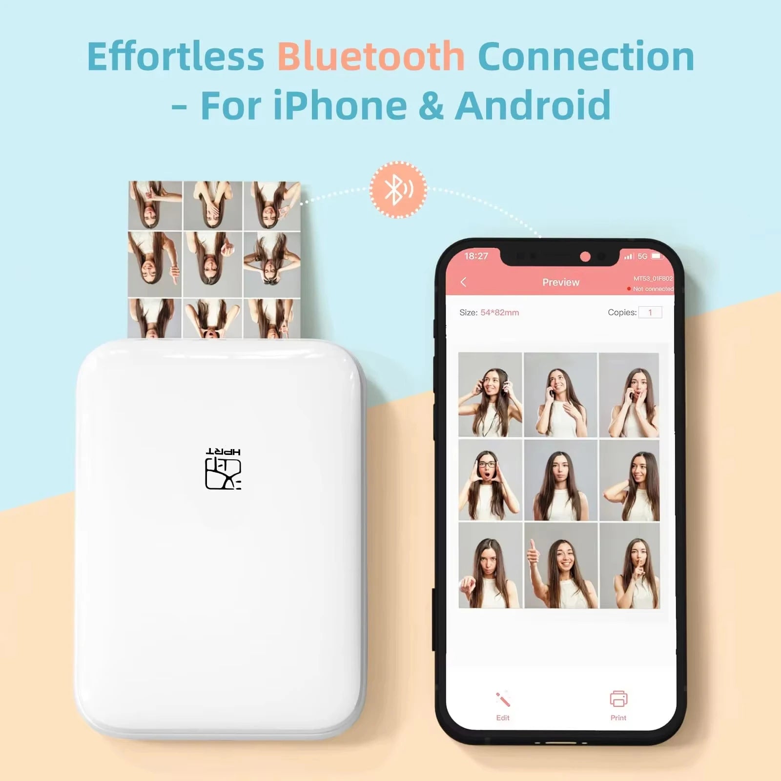 HPRT MT53 Pocket Photo Printer — Bluetooth Mini 2x3" HD Mobile Printer