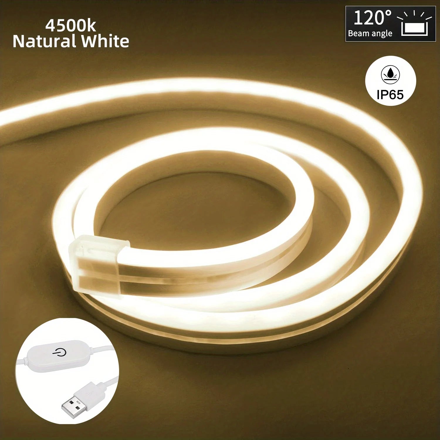 Neon LED Light Strip with Touch Sensor – Dimmable Waterproof Rope Light for Room Decor