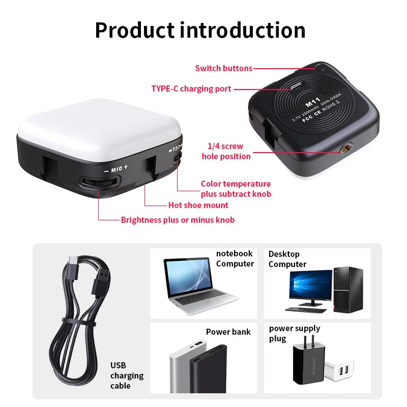 Portable Clip-On LED Video Light – 3000-9900K Fill Light for Phone & Camera