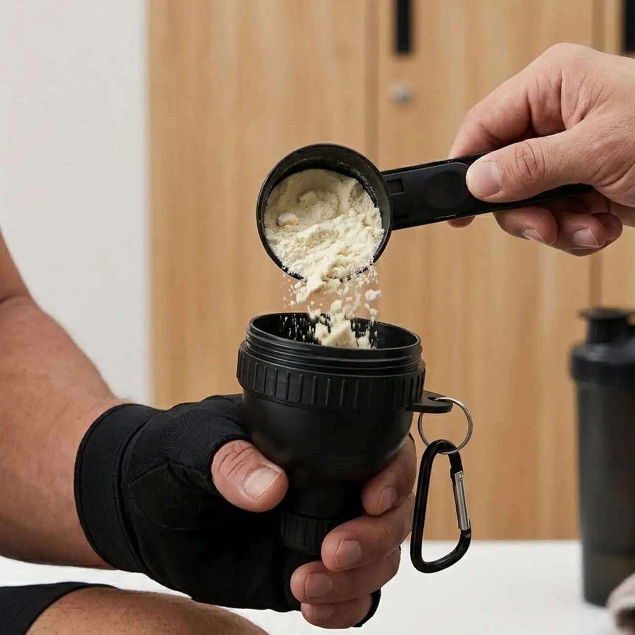 Buy 1 Get 1 Free | Protein Powder Funnel-Mini with Sliding Scoop and Container — High-Quality Funnel for Pre-Workout Creatine Powder, Coffee/Milk/Smoothie/Chocolate Powder, Bpa-Free Plastic Kitchen Utensil, Perfect Gift for Valentine’S Day, Father’S Day,