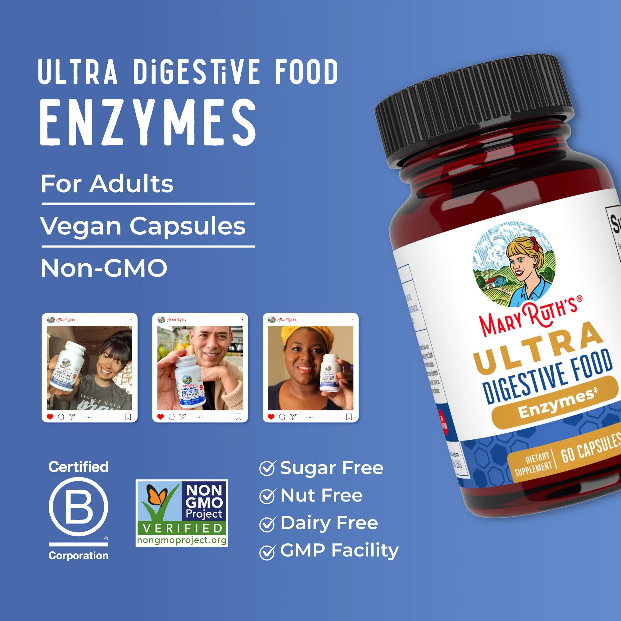 Maryruth'S Ultra Digestive Enzymes Capsules - Gut Health - Digestion & Immune Support with Amylase - Lipase & Lactase - Vegan - 60 Servings