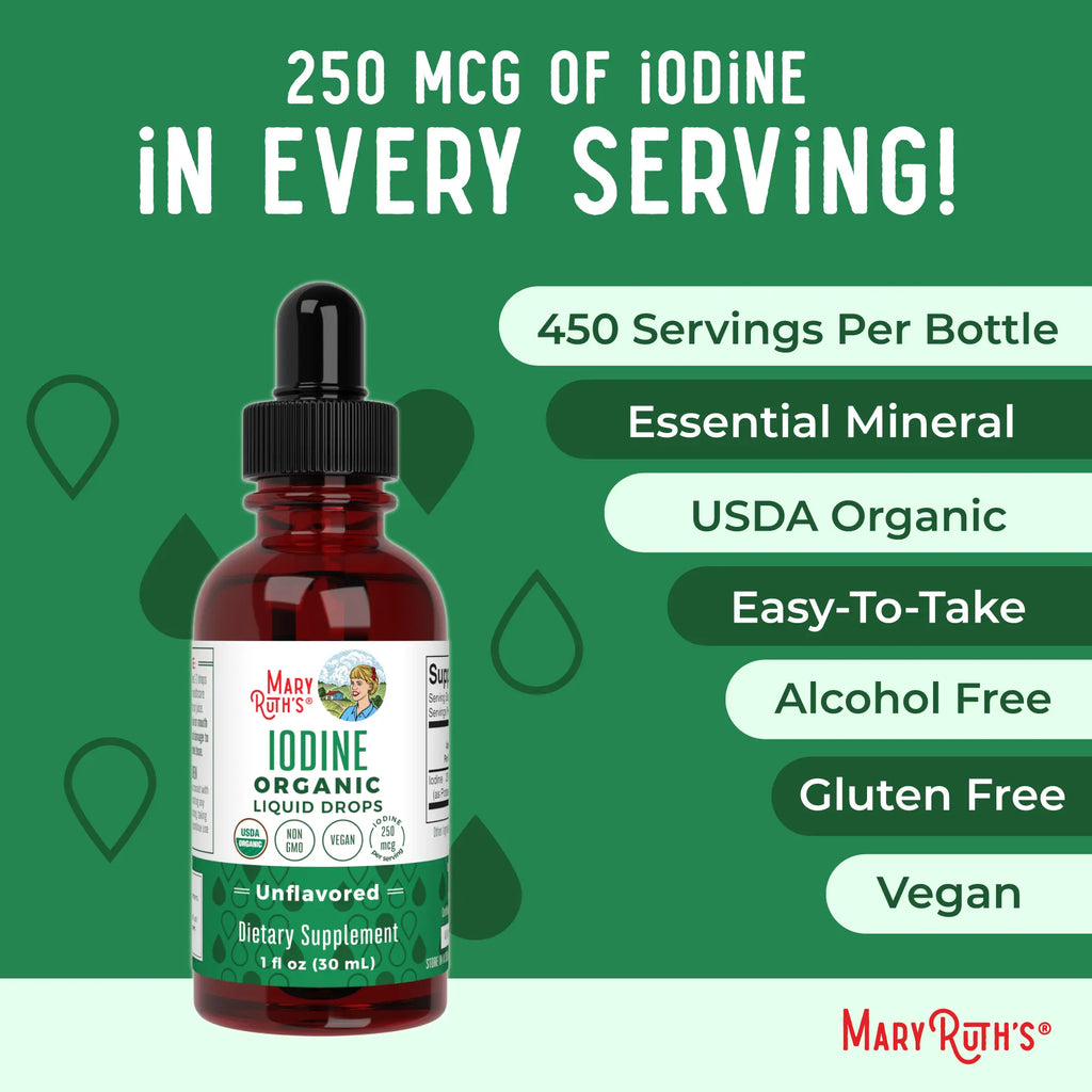 Maryruth'S Organic Iodine Liquid Drops - Potassium Iodide - Thyroid Health Supplement - 1 Year Supply - USDA Organic - Vegan - Non-Gmo - 450 Servings