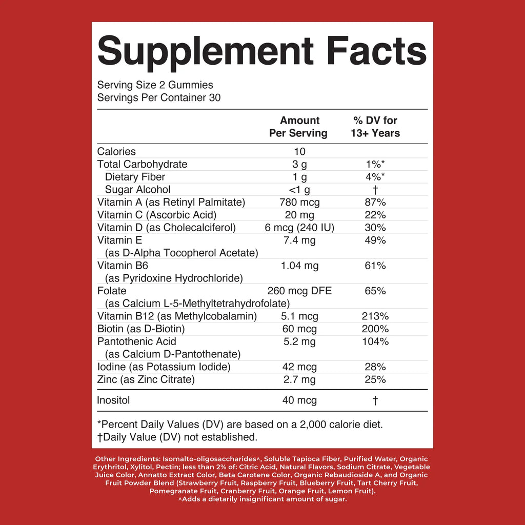 Maryruth'S Teen Multivitamin Gummies - Sugar Free - 1 Month Supply - Immunity - Bone Health - Vegan - Gluten Free