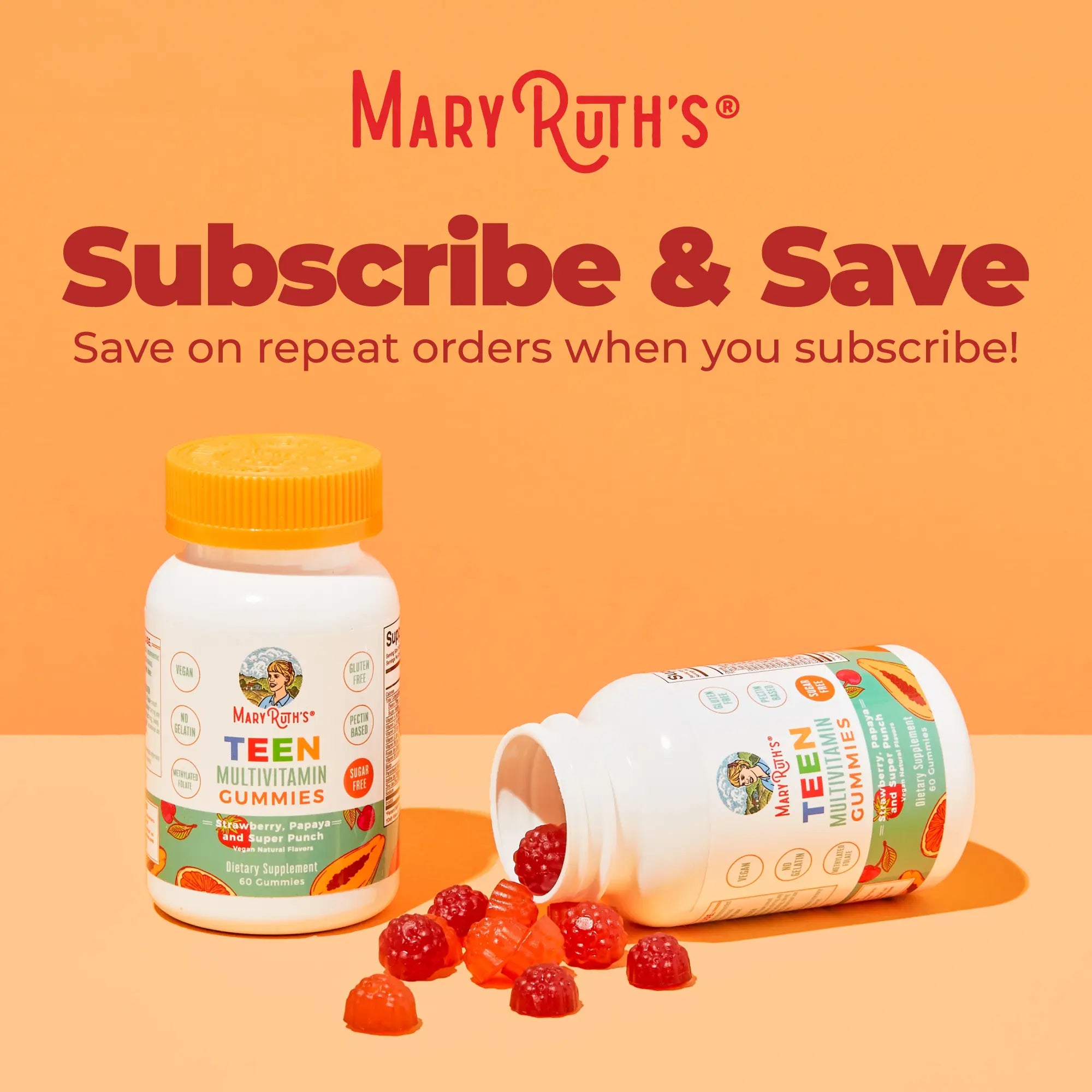 Maryruth'S Teen Multivitamin Gummies - Sugar Free - 1 Month Supply - Immunity - Bone Health - Vegan - Gluten Free