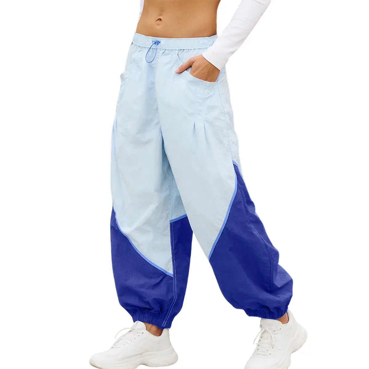 Tanming Women’S Trending Athleisure Colorblock Slouchy Track Pants, Lightweight Quick Dry Mid-Rise Joggers with Adjustable Drawstring Waist, Pockets & Cinched Hems, Women'S Clothes for Hyrox,Summerwins,Summeroutfits,Vacationoutfits,Beachoutfits
