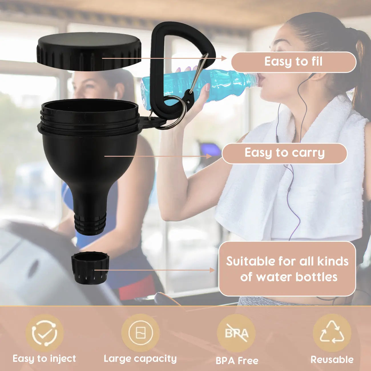 Buy 1 Get 1 Free | Protein Powder Funnel-Mini with Sliding Scoop and Container — High-Quality Funnel for Pre-Workout Creatine Powder, Coffee/Milk/Smoothie/Chocolate Powder, Bpa-Free Plastic Kitchen Utensil, Perfect Gift for Valentine’S Day, Father’S Day,