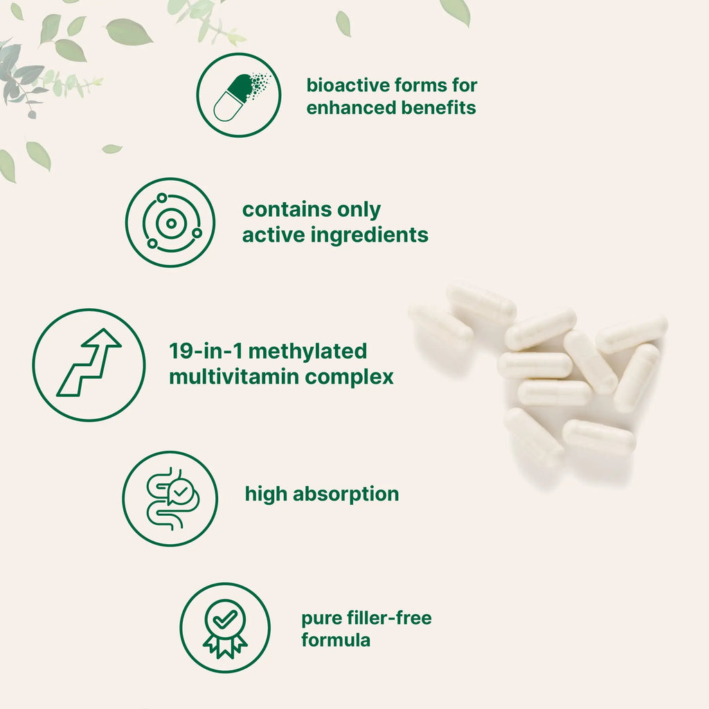 Micro Ingredients Methylated Multivitamin | 240 Pure Capsules with Vitamins C, D, B12