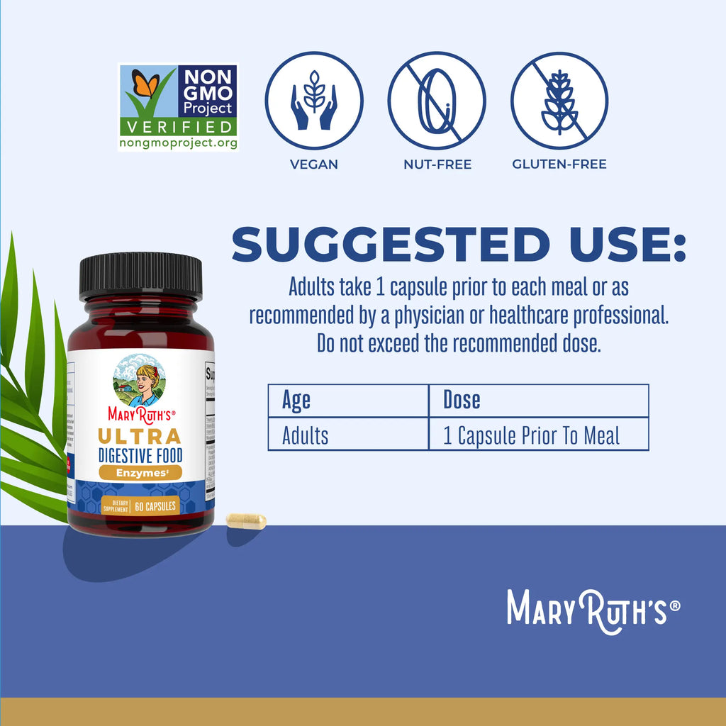 Maryruth'S Ultra Digestive Enzymes Capsules - Gut Health - Digestion & Immune Support with Amylase - Lipase & Lactase - Vegan - 60 Servings