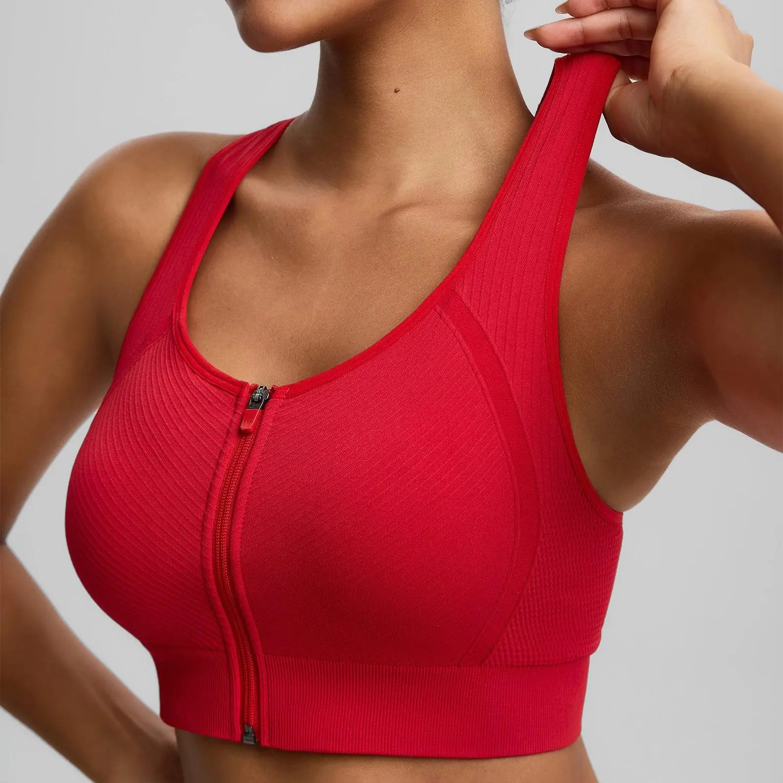 Brxl【Discount for Live】 Front Zip Sprorts Bra Seamless Sewn in Pads Racerback Wide Straps Medium Impact for Running Yoga up Tp 44G Gym-Brxl-2,Summerwins